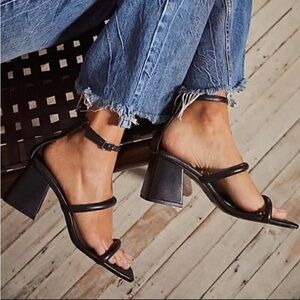 We The Free Black Strappy Block Heel Sandals